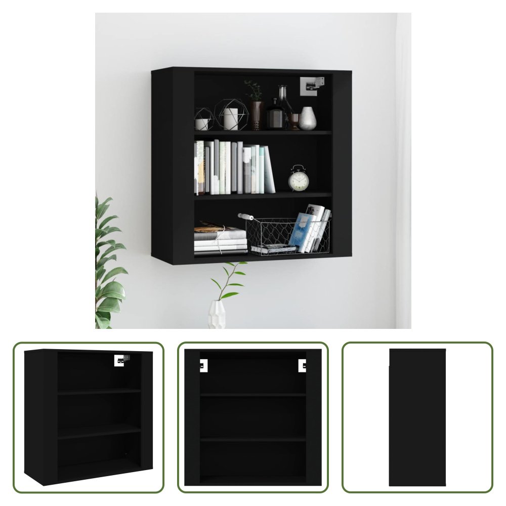 The Living Store Szafka ścienna czarna 80x33x80 cm materiał drewnopochodny