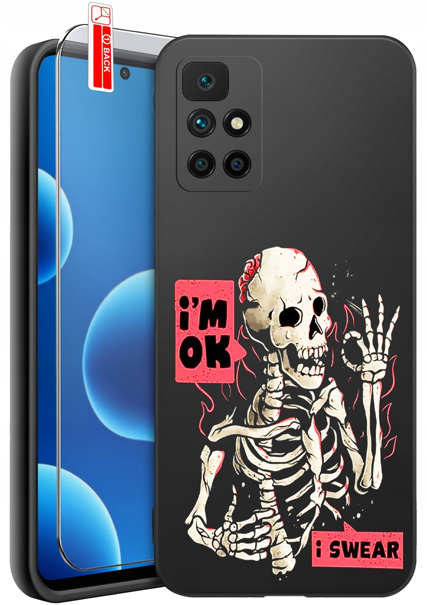 krainaGSM Etui Do Xiaomi Redmi 10 Wzory Silikonowe Matt Case + Szkło 9H