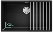 Zlewozmywaki - Zlewozmywak granitowy z dużą komorą XXL jednokomorowy Nablatowy bez ociekacza Czarny Londyn 80 Slim. Baterie kuchenne i syfon do wyboru. Primagran - miniaturka - grafika 1