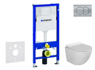 Geberit Duofix - Zestaw do montażu podtynkowego, toaleta Gaia i deska wolnoopadająca, przycisk Delta01, chrom mat SANI11CA1119 - Stelaże i zestawy podtynkowe do WC - miniaturka - grafika 1