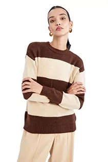 Swetry damskie - DeFacto Sweter normalny krój dla kobiet - sweter z golfem dla topów damski (brązowy, XL), brązowy, XL - grafika 1