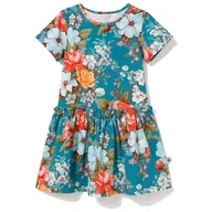 Sukienki - Bawełniana sukienka Sansa Turkusowe kwiaty 104/110 - miniaturka - grafika 1