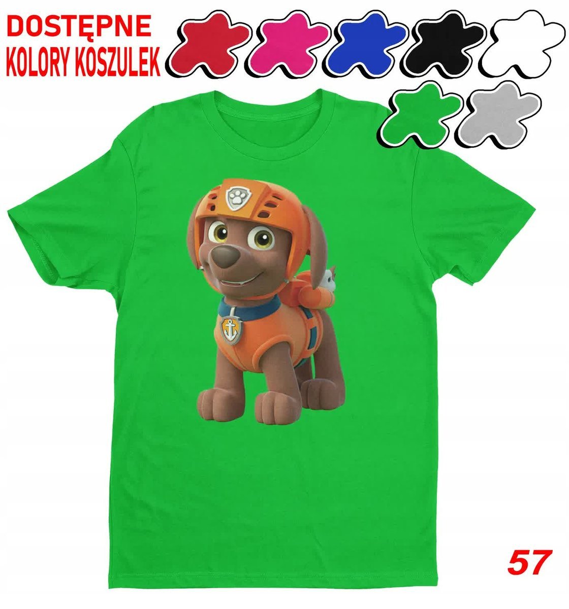 Dziecięca Koszulka Duży Wybór Psi Patrol Zuma Rubble Everest -M 134-140