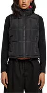 Kamizelki damskie - Urban Classics Damska kamizelka damska Reversible Cropped Puffer Vest black/fuksja L, czarny/fuksja, L - miniaturka - grafika 1