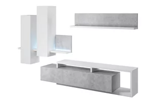 Meblościanka do salonu Bota 09 - biały / beton colorado - Meblościanki - miniaturka - grafika 1