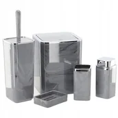 Akcesoria łazienkowe - Zestaw łazienkowy 5el kwadratowy marmurkowy szary - miniaturka - grafika 1