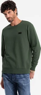 Ombre Nierozpinana dresowa bluza męska z metalowym pinem ciemnozielona V4 OM-SSNZ-0136 M - Bluzy męskie - miniaturka - grafika 1