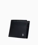 Portfele - PUCCINI Czarny męski portfel skórzany z eleganckimi przeszyciami - miniaturka - grafika 1