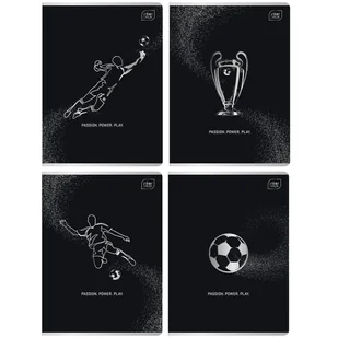 4X Zeszyt A5, 60 Kartek, Kratka, Metalic Football Black, Chłopięce, Interdruk - Zeszyty szkolne - miniaturka - grafika 1