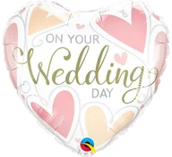 Wesele i ślub - Qualatex Balon foliowy "Serce - On Your Wedding Day ", mix, QUALATEX, 18" HRT 57325 - miniaturka - grafika 1