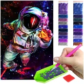 Dekoratorstwo - Haft Diamentowy ARTULIO, Obraz DIY 5D, Diamond Painting, Mozaika diamentowa 40x60cm (Kosmonauta na tle kosmosu) + zestaw akcesoriów - miniaturka - grafika 1