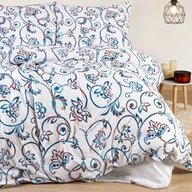 Pościel - Darymex Pościel jersey 220x200 Kwiaty biała niebieska 2204 JERSEYLOVE - miniaturka - grafika 1