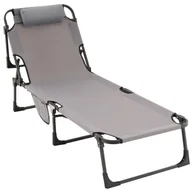 Leżaki ogrodowe - Składana leżanka, szara, poliester, wymiary: 182 x 60 x 30cm D104115 - miniaturka - grafika 1