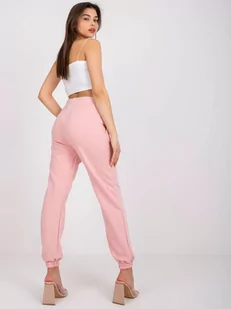 Spodnie dresowe jasny różowy casual joggery nogawka ze ściągaczem troczki kieszenie - Dresy damskie - miniaturka - grafika 4