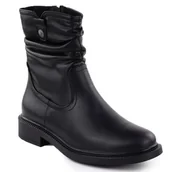 Botki damskie - Skórzane botki damskie marszczona cholewka czarne Sergio Leone BT25722 - miniaturka - grafika 1