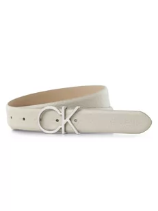 Calvin Klein - Damski pasek skórzany, beżowy|szary - Paski - miniaturka - grafika 1