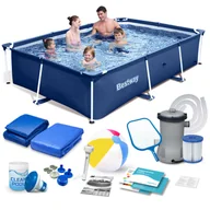Baseny ogrodowe - Basen ogrodowy stelażowy 259x170x61cm zestaw 16w1 Bestway 56403N - miniaturka - grafika 1