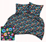 Pościel - pościel bawełna deLUX 220x220 + 2 poszewki B 265-4 folk granat - miniaturka - grafika 1