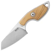 Akcesoria do noży - MKM MIKRO 2 – M390 SATIN SHEEPSFOOT Nóż stały, RĘKOJEŚĆ Z DREWNA OLIWKOWEGO, +SKÓRZANA POCHWA KIESZO - miniaturka - grafika 1