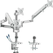 Uchwyty do monitorów - HDWR Uchwyt gazowy na 3 monitory, srebrny z dwoma portami USB, HDWR SolidHand-BG03SU - miniaturka - grafika 1