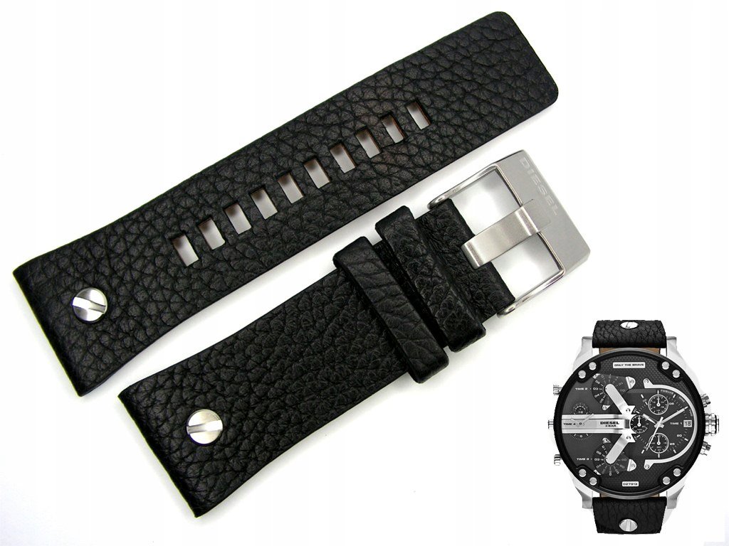 Pasek do zegarka DIESEL DZ7313 czarny skórzany 28 mm