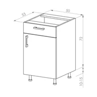 Meble kuchenne - Bari Plus Szafka Dolna Prawa D1S-50_Blum Dąb Kamienny - miniaturka - grafika 1