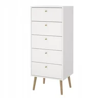 Komody - Komoda wysoka biały mat 5 Szuflady 50 x 120 x 39 cm Bodo - miniaturka - grafika 1