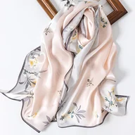 Inne - TEMU 100% Długi Szal z Jedwabiu Morwowego dla Kobiet, Jasnoróżowy z Wzorem Vintage Kwiatowo-Ptasi, 67.7" x 20.87", Elegancki Szal na Codzienne - miniaturka - grafika 1