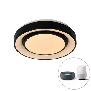 QAZQA Inteligentna nowoczesna lampa sufitowa czarna 38 cm z diodami LED i RGB - Jochie - Oprawy, klosze i abażury - miniaturka - grafika 1