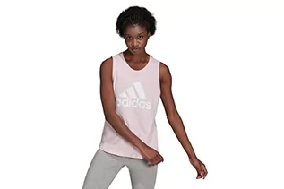 Koszulki i topy damskie - adidas Damska koszulka Essentials z dużym logo (bez rękawów), jasnoróżowy/biały, XL - grafika 1