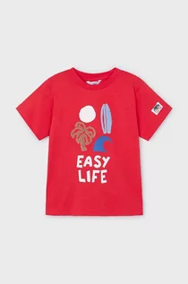Koszulki dla chłopców - Mayoral t-shirt bawełniany dziecięcy kolor czerwony z nadrukiem - grafika 1