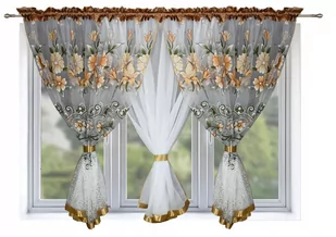 Firana Gotowa Kolumbia 400x150 WOALKwiaty - Firany - miniaturka - grafika 1