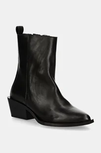 Steve Madden botki skórzane Xylena damskie kolor czarny na słupku SM11003317 - Botki damskie - miniaturka - grafika 1