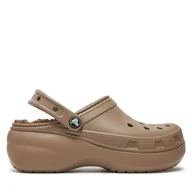 Klapki i japonki damskie - Klapki Crocs Classic Platform Lined Clog W 207938 Brązowy - miniaturka - grafika 1