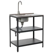 Pozostałe meble ogrodowe - Wyspa kuchenna ogrodowa ze zlewem czarna VILAMA - miniaturka - grafika 1