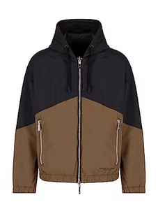 Armani Exchange Męska kurtka z laminowanego nylonu, dwustronna, z kapturem, kolorowa, Shell Jacket, Czarny/Crocodile, XS - Kurtki męskie - miniaturka - grafika 1
