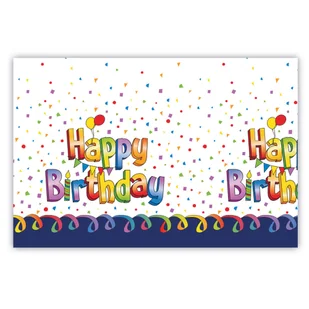 Obrus plastikowy Happy Birthday 120x180 cm - Obrusy i serwetki - miniaturka - grafika 1
