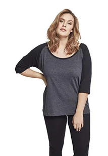 Urban Classics Damska koszulka 3/4 Contrast Raglan Tee T-Shirt, wielokolorowa (czarny/ciemnokamo), L - Koszulki i topy damskie - miniaturka - grafika 1