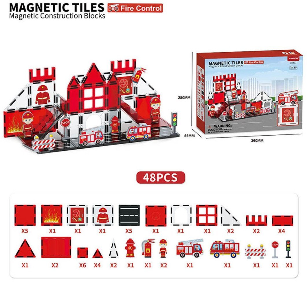 Zestaw Klocków Magnetycznych Straż Pożarna 48el. EDUKAMP