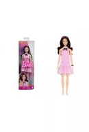 Lalki dla dziewczynek - Barbie lalka Fashionistas sukienka różowa kratka - miniaturka - grafika 1