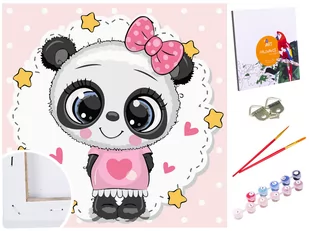Zestaw do malowania po numerach, 20x20, Panda W Kokardce - Malowanie po numerach - miniaturka - grafika 1