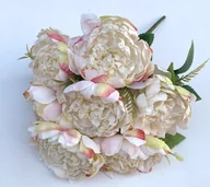 Sztuczne kwiaty - bukiet PIWONIA 7 kwiatów 43x11 cm - BIAŁA CIENIOWANA KRU-120A - miniaturka - grafika 1