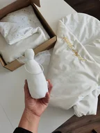Pamiątka Chrztu Świętego - Zestaw dla małego aniołka - gruby koc/pościel, poduszka, rożek, zawieszka - miniaturka - grafika 1