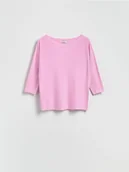 Swetry damskie - Reserved - Sweter z wiskozą - różowy - miniaturka - grafika 1