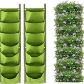 Pozostałe akcesoria do uprawy roślin - Wiszące torby do sadzonek, zestaw 2 szt., 7 kieszeni, do pionowego ogrodnictwa ściennego, zielona doniczka do użytku wewnątrz i na zewnątrz (zielona) - miniaturka - grafika 1