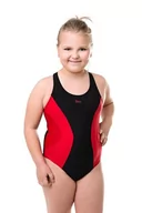 Stroje kąpielowe dla dziewczynek - Dziewczęcy jednoczęściowy strój kąpielowy Bibione II czarno-czerwony 146 - miniaturka - grafika 1