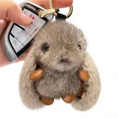 Breloki - ECARLA brelok do kluczy puchaty Króliczek Szary BRL340SZ - miniaturka - grafika 1