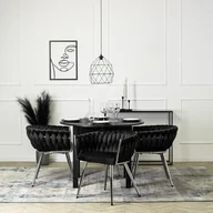 Krzesła - Zestaw 4x Krzesło Tapicerowane Plecione do Salonu SIENA Czarne Welurowe Nowoczesne Glamour - miniaturka - grafika 1