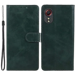 Dla Samsung Galaxy Xcover 5 Zapięcie magnetyczne Skórzana osłona Portfel z teksturą cielęcą Stojak na telefon Zielony północy - Portfele - miniaturka - grafika 1