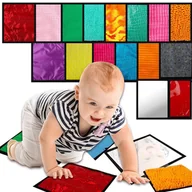 Zabawki sensoryczne - Dotykowe maty sensoryczne z fakturami dla dzieci SI komplet 16szt. kwadrat - miniaturka - grafika 1
